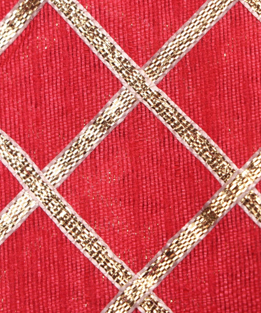 carrot colour checks pattern gotta raw silk fabric