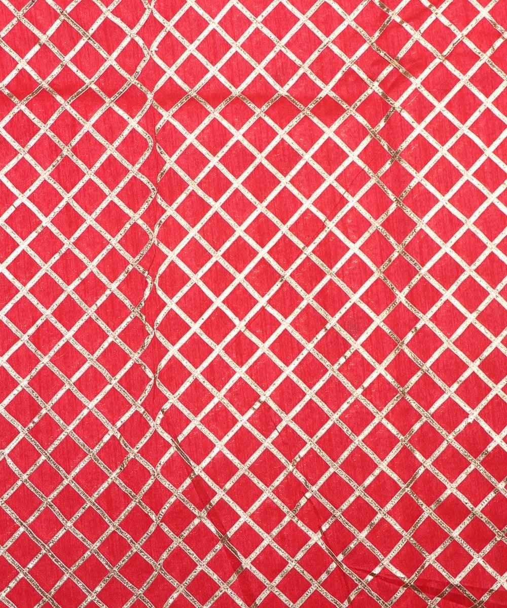 carrot colour checks pattern gotta raw silk fabric