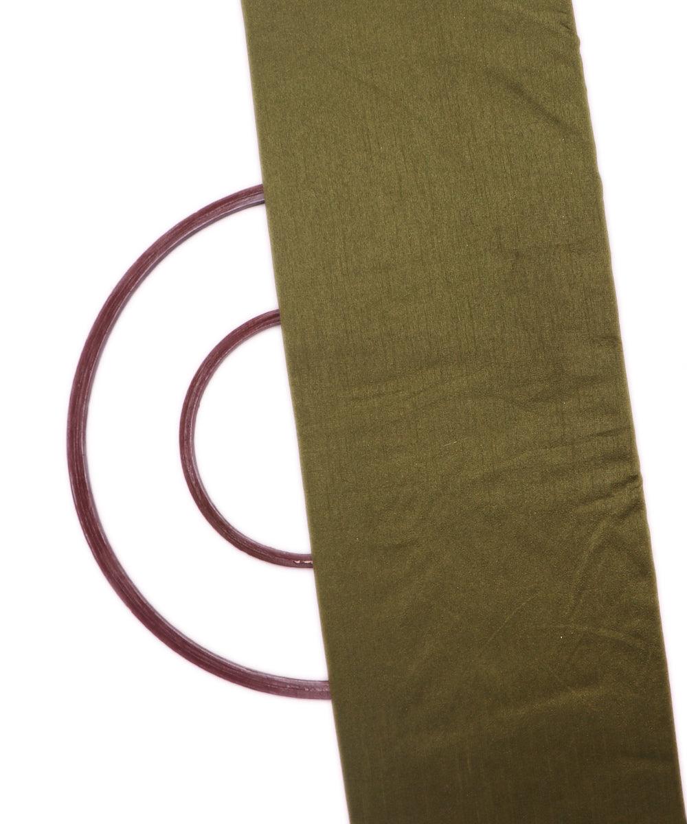 metallic green plain raw silk
