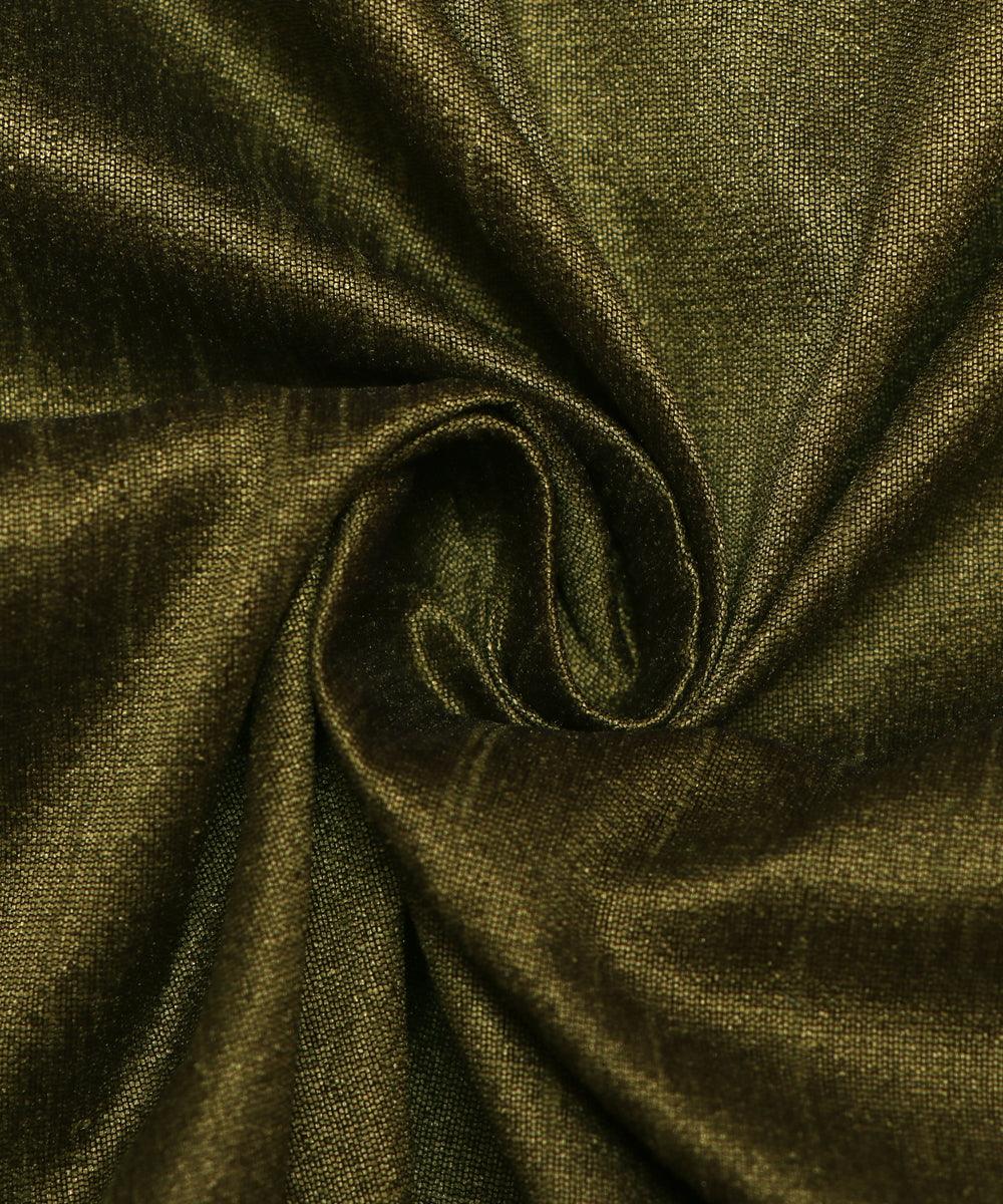 metallic green plain raw silk