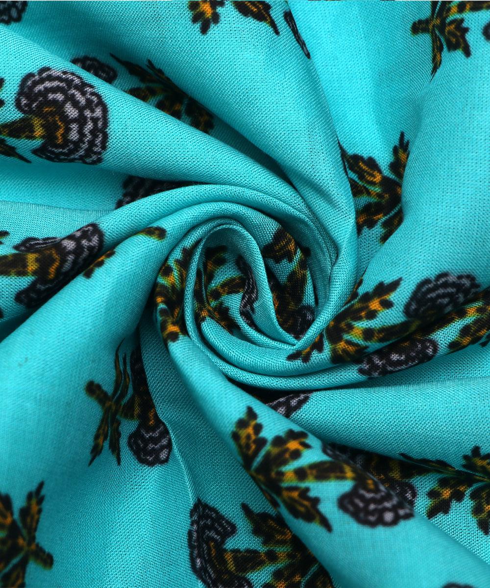 blue and grey floral butti rayon fabric b114 4450