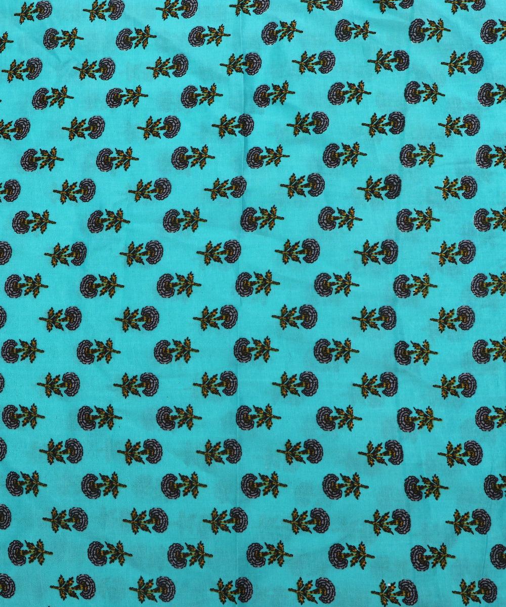 blue and grey floral butti rayon fabric b114 4450