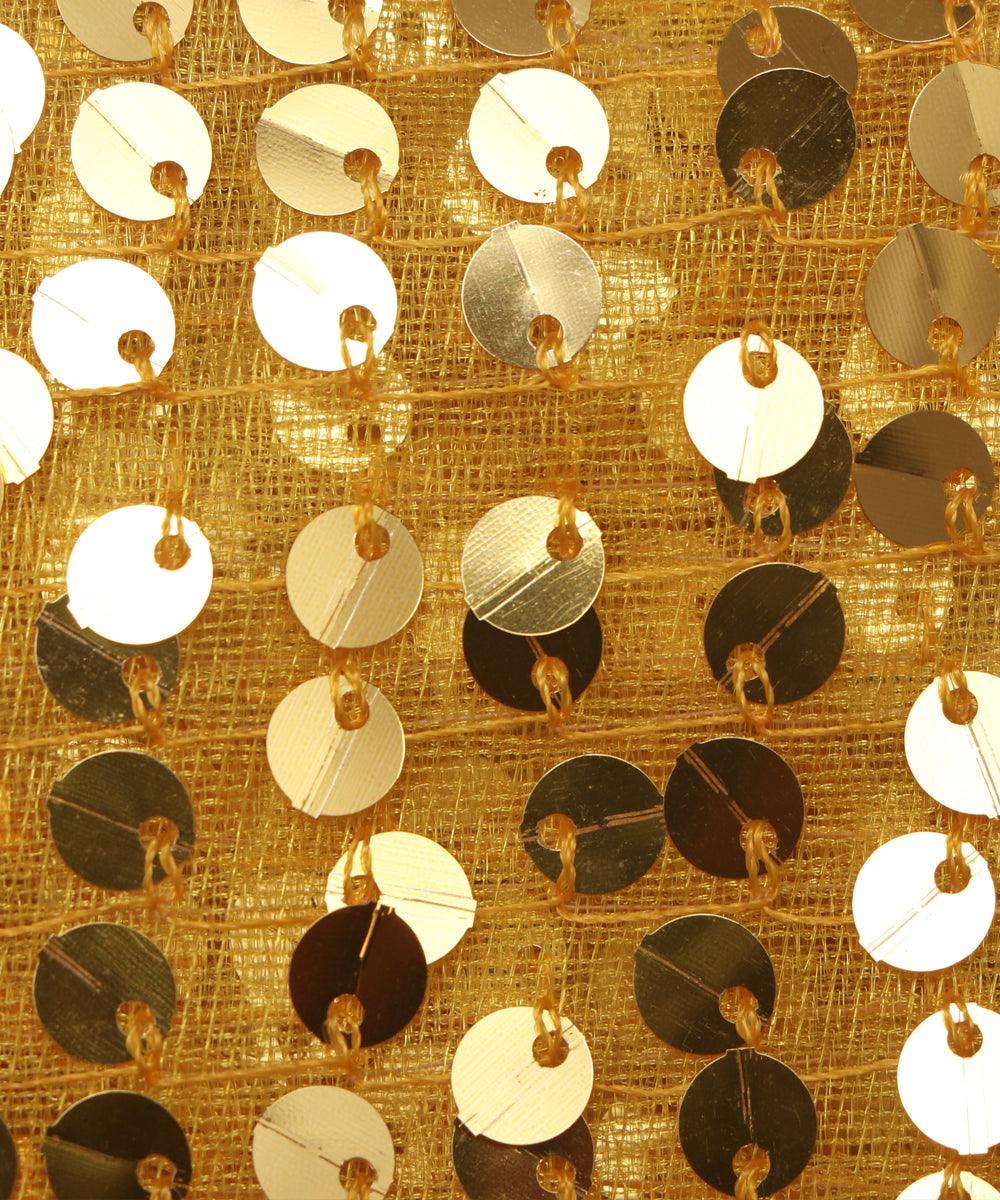 yellow sequin net embroidery fabric