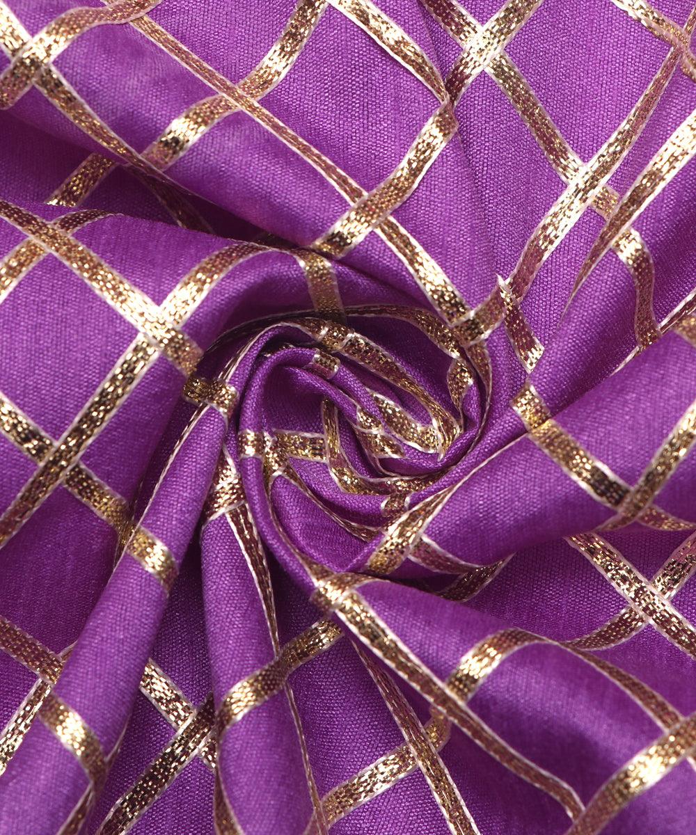 lavender checks pattern gotta raw silk fabric