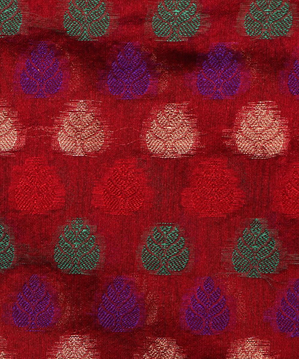 maroon tree design chanderi silk fabric