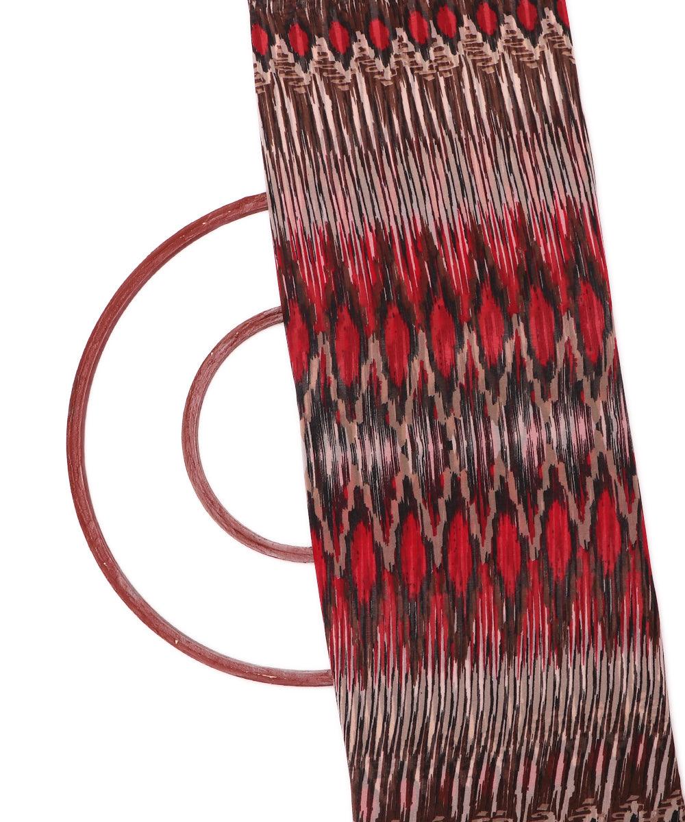 black and red ikat print georgette fabric