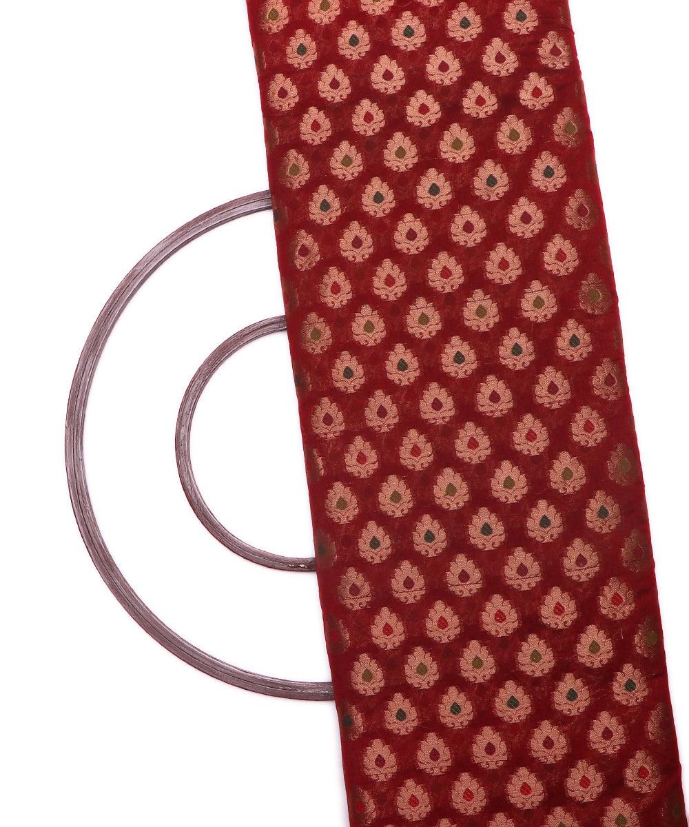 wine golden tree design chanderi silk fabric