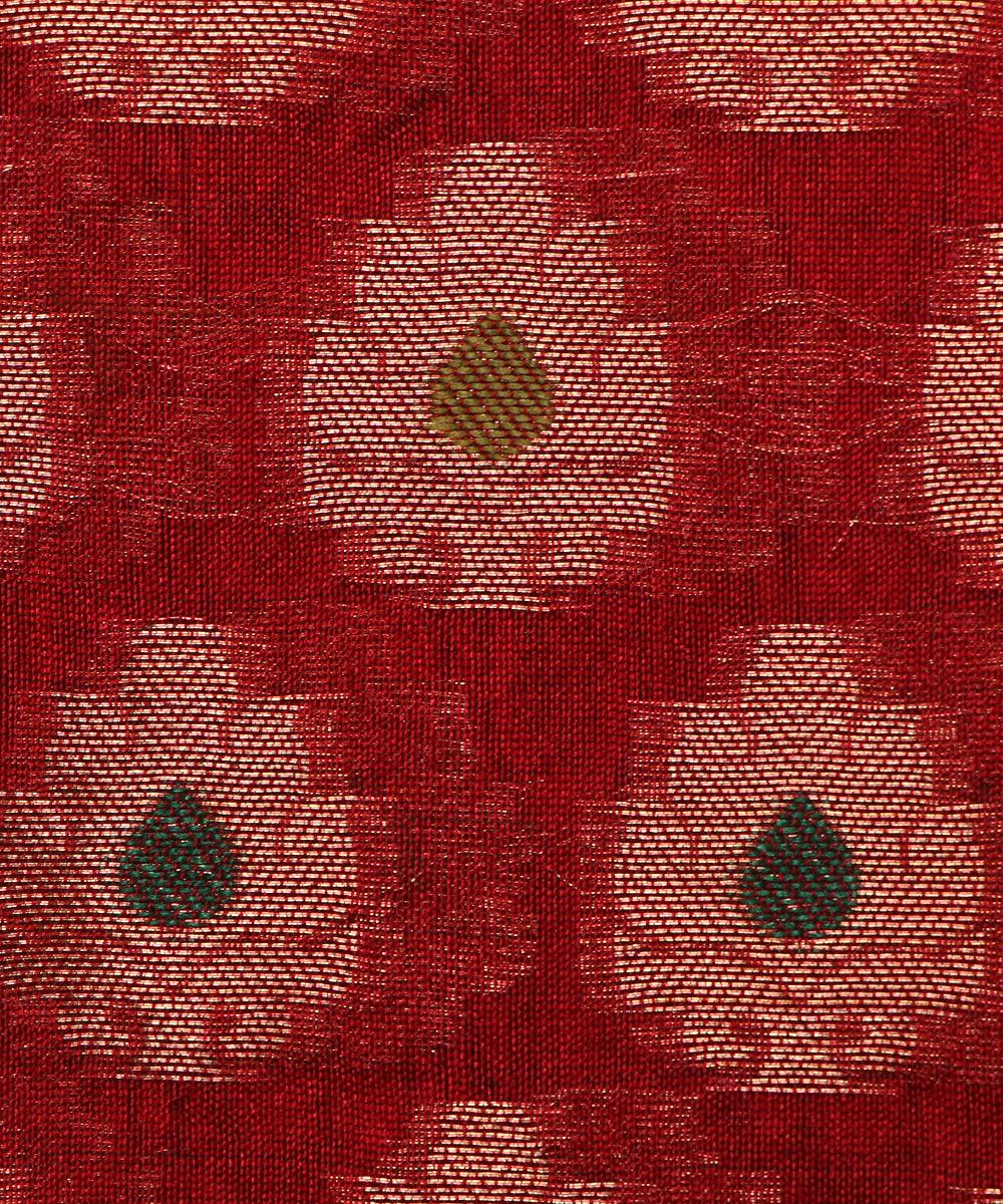 wine golden tree design chanderi silk fabric
