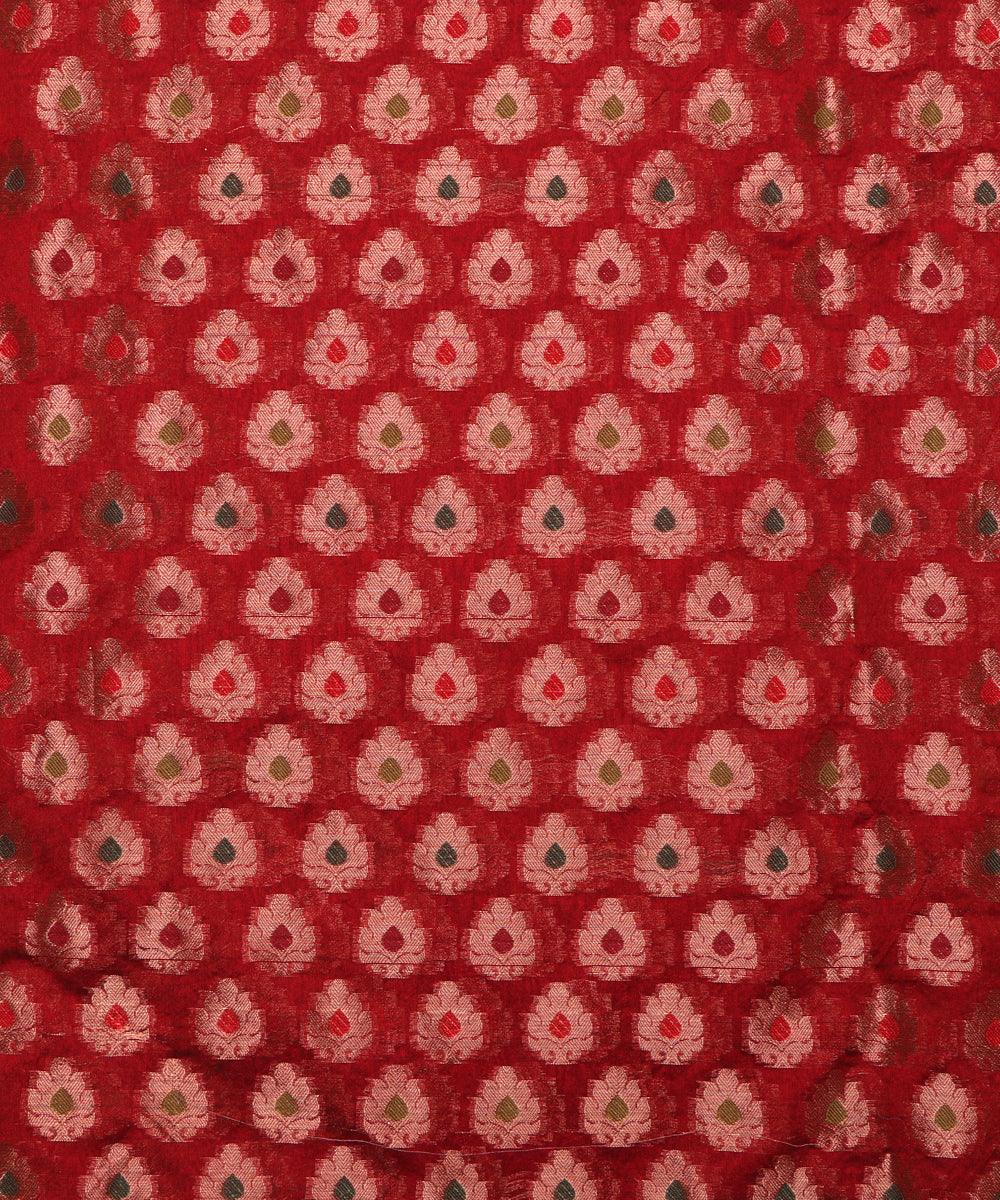 wine golden tree design chanderi silk fabric