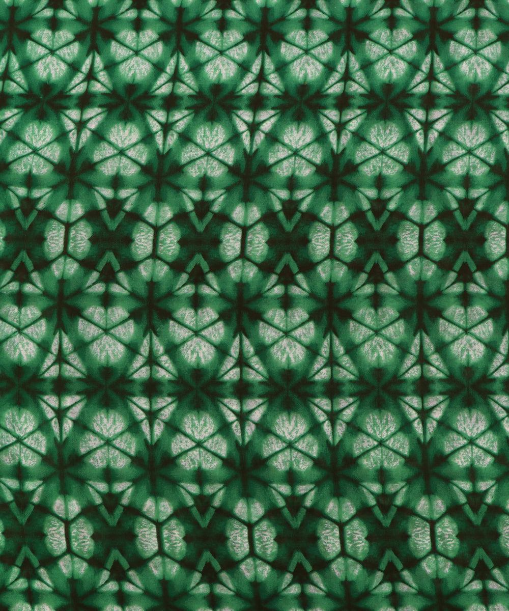 green and black shibori print georgette fabric b103 4291
