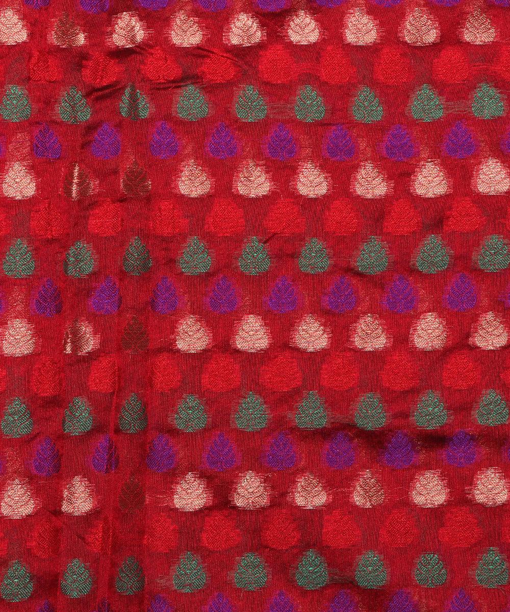 maroon tree design chanderi silk fabric