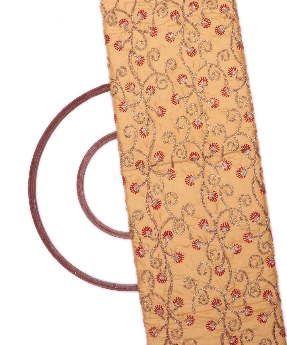 golden embroidery silk blouse material