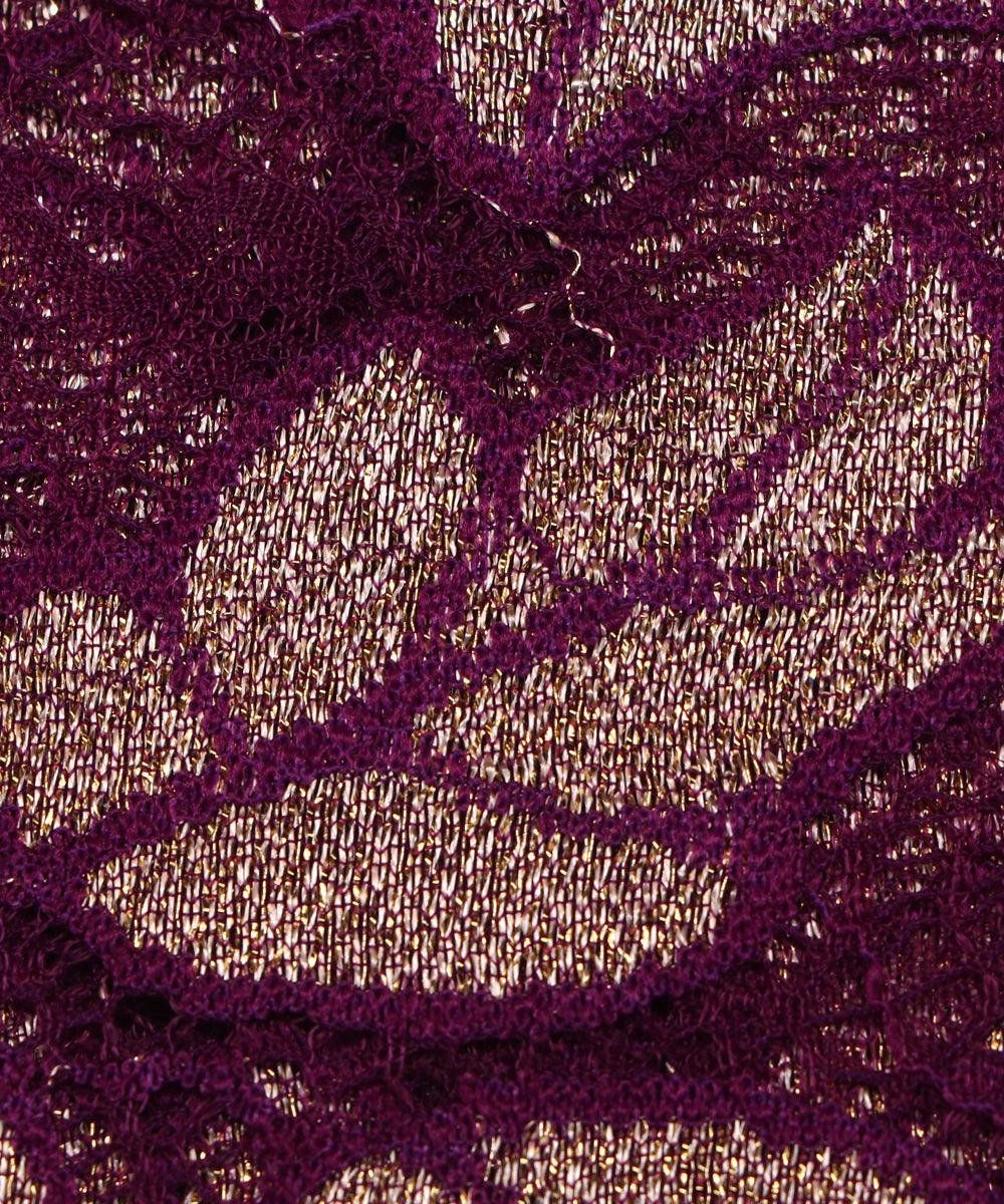 wine and golden foil print cut work net fabric hs131 5571