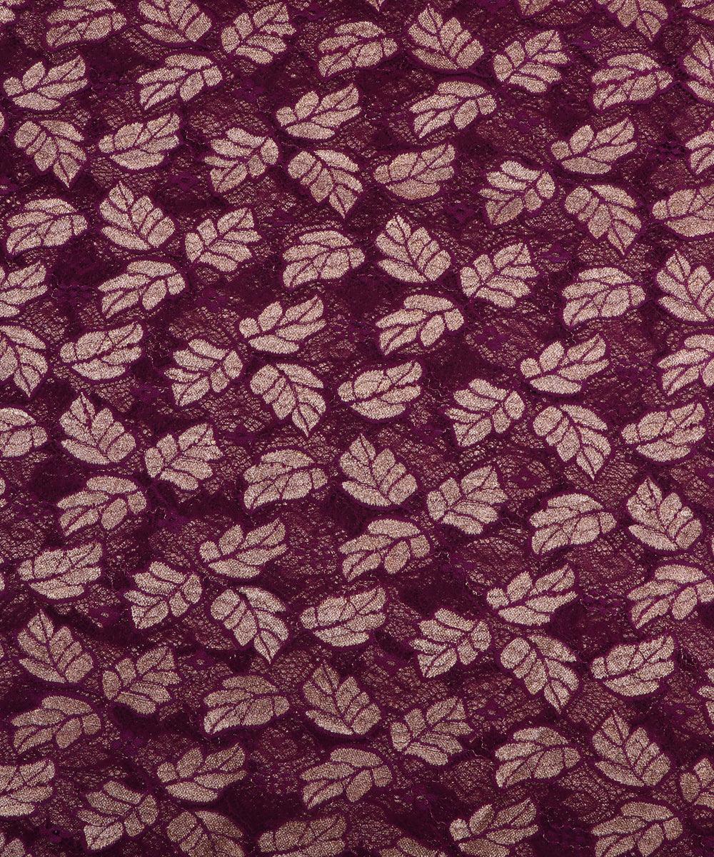 wine and golden foil print cut work net fabric hs131 5571