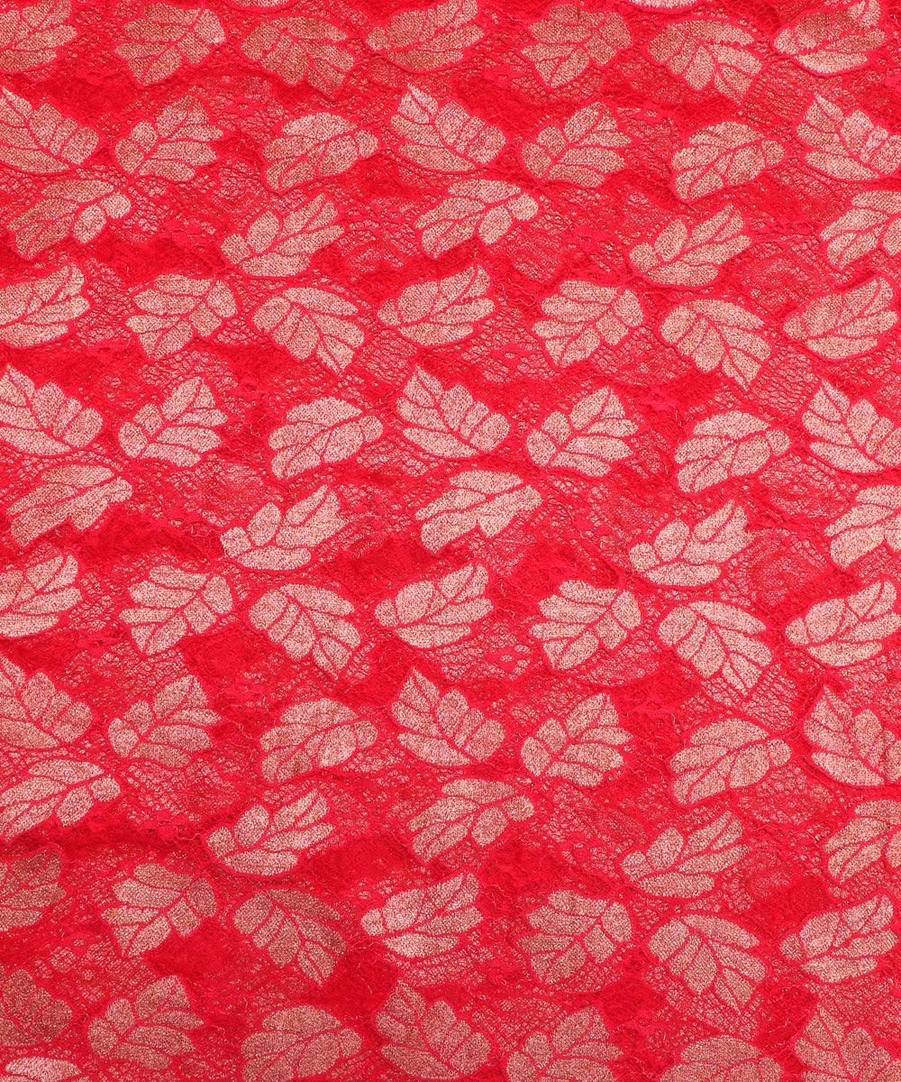 red and golden foil print cut work net fabric hs131 5572