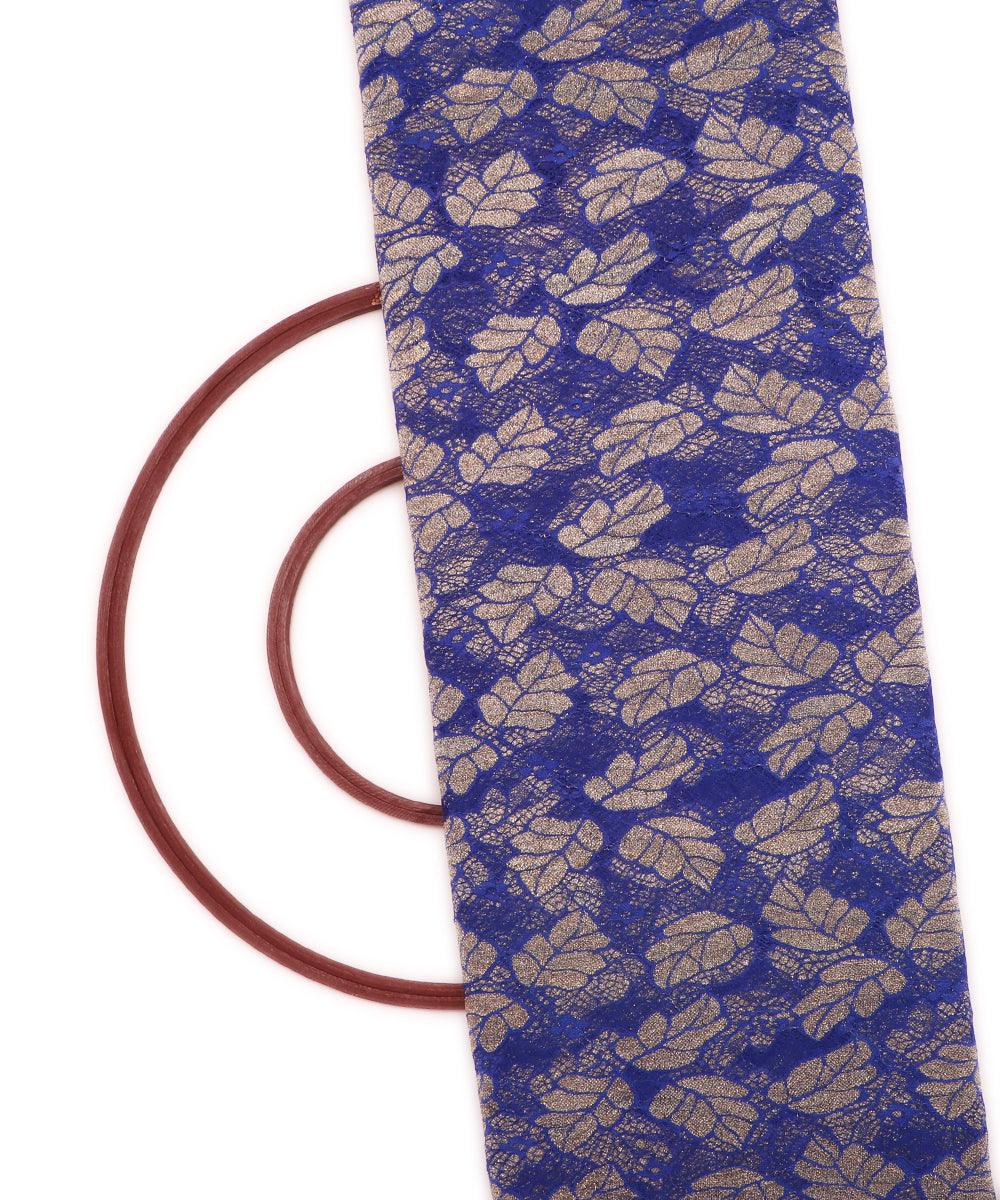 dark blue and golden foil print cut work net fabric hs131 5570