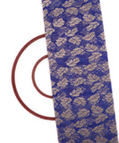 Dark Blue Colour Foil Print Cut Work Net Fabric