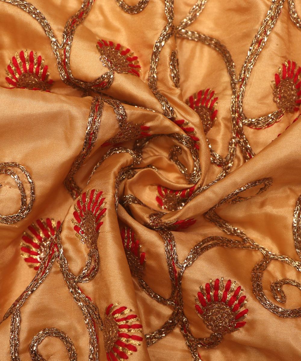 golden embroidery silk blouse material