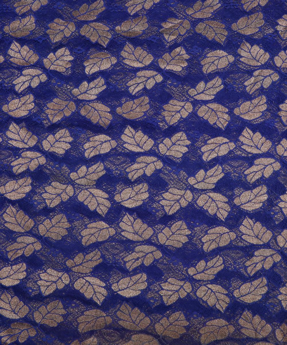 dark blue and golden foil print cut work net fabric hs131 5570