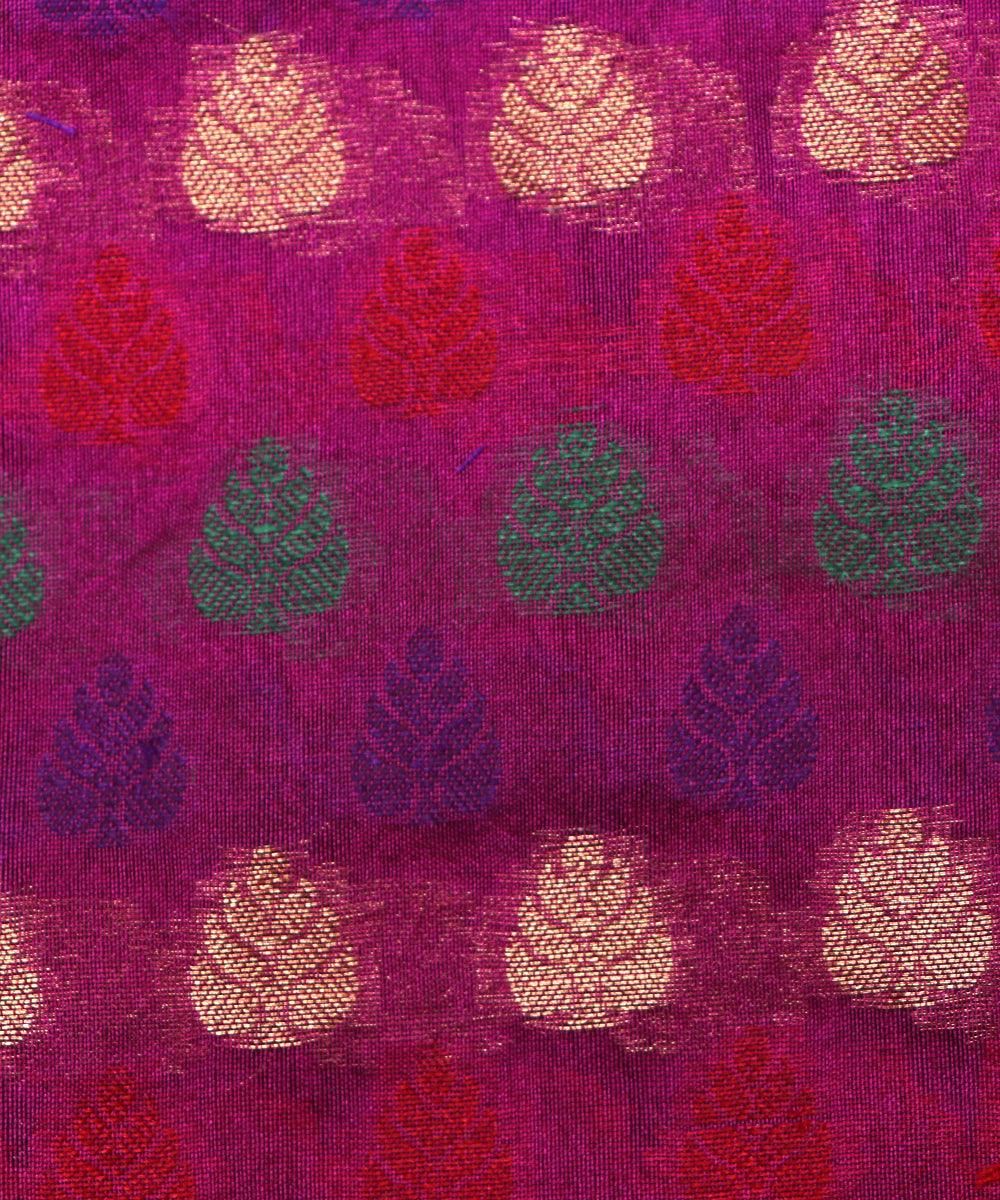 pink tree design chanderi silk fabric