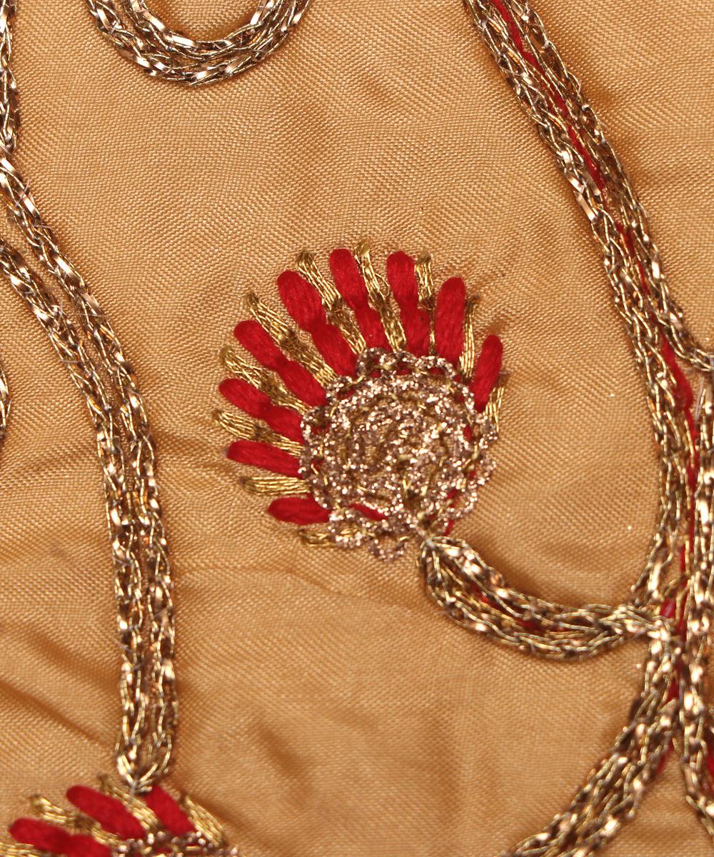 golden embroidery silk blouse material