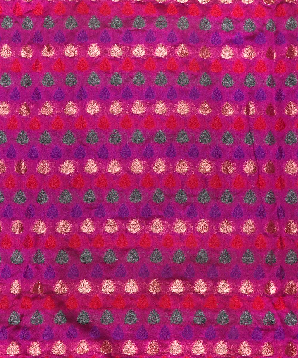 pink tree design chanderi silk fabric