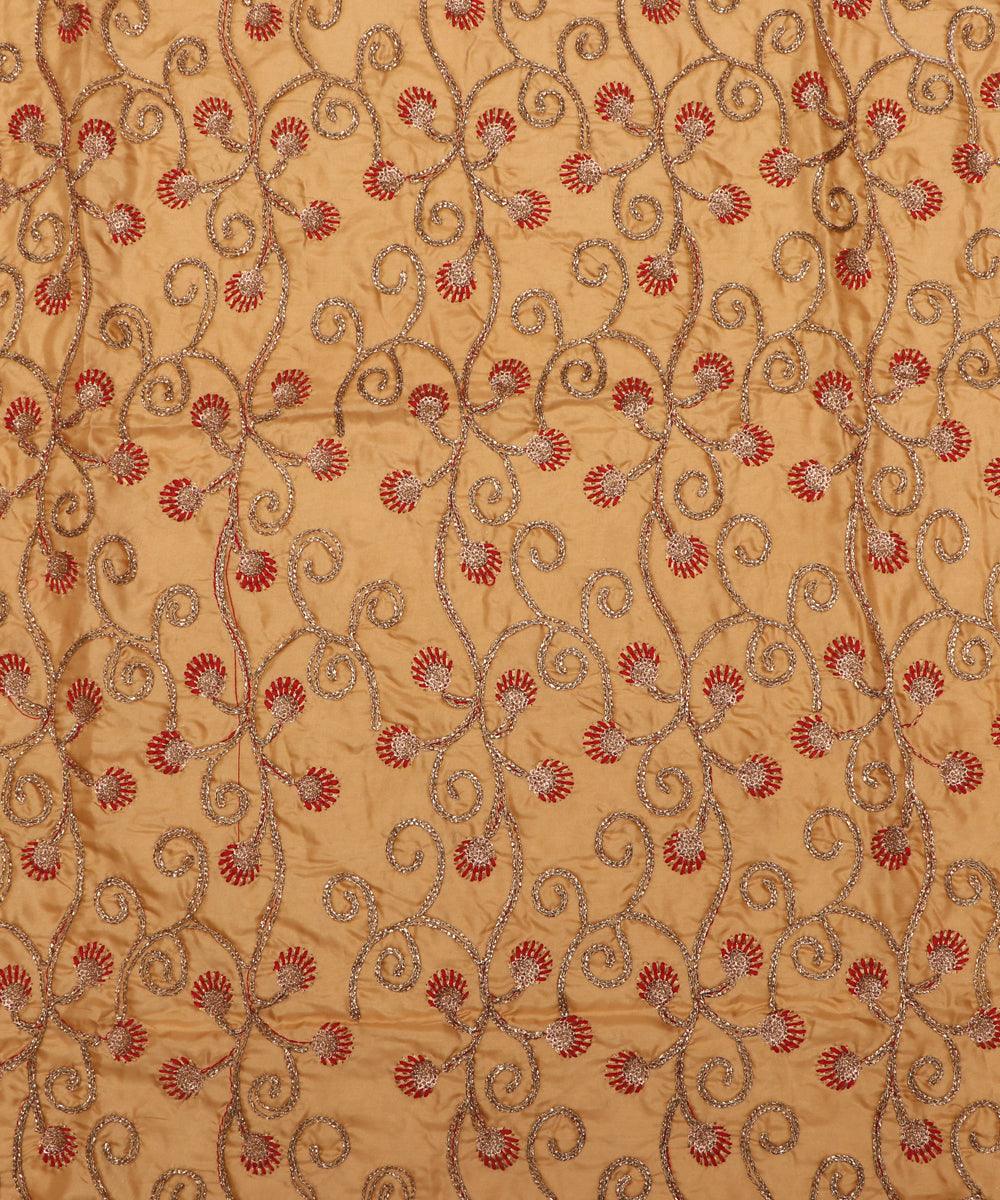 golden embroidery silk blouse material