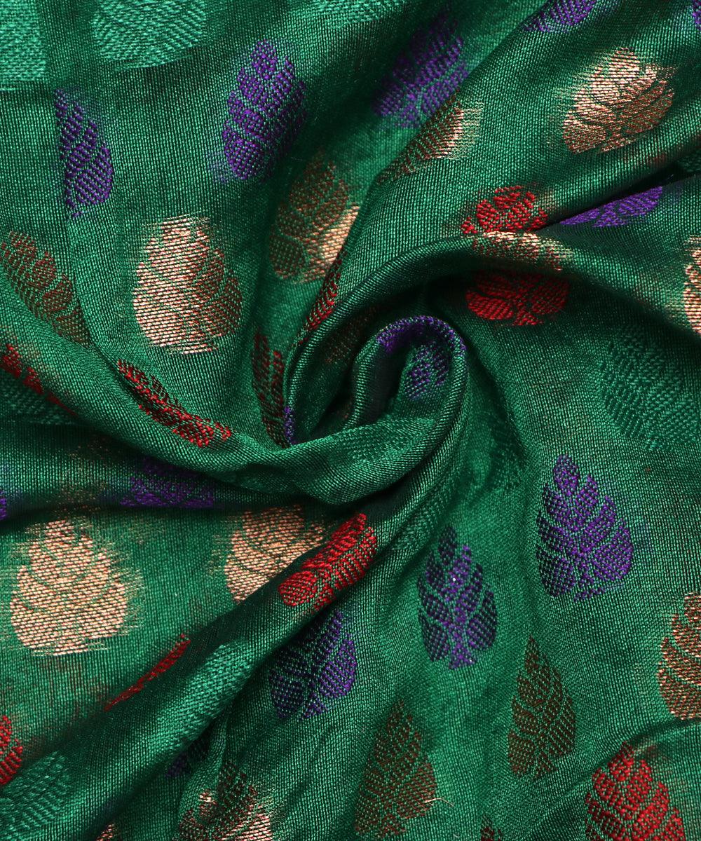 green tree design chanderi silk fabric