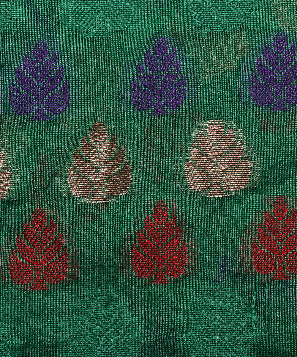 green tree design chanderi silk fabric