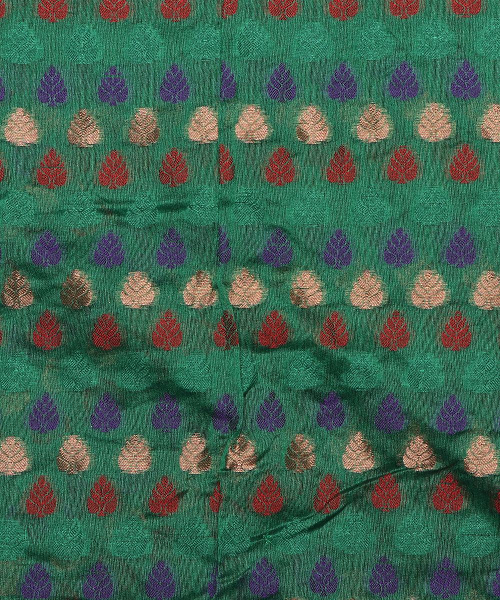 green tree design chanderi silk fabric
