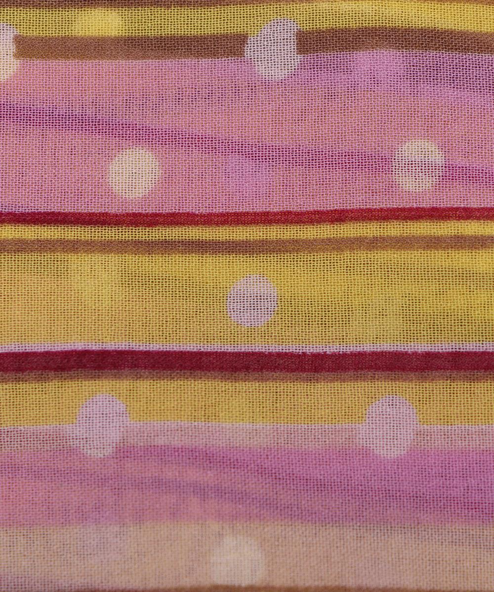 pink and yellow stripe print georgette fabric b103 4297