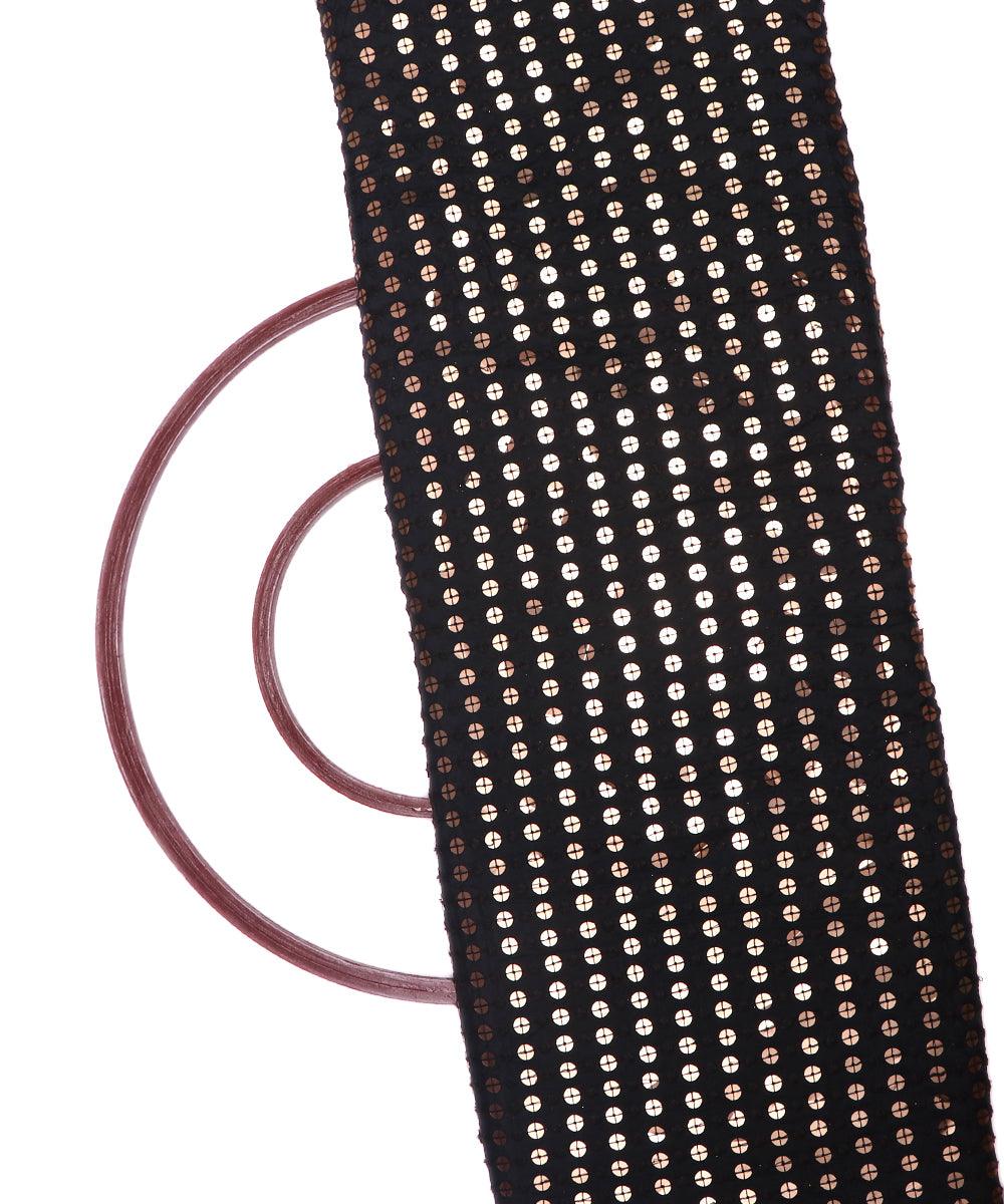 black sequin embroidery uppada silk fabric b121 4032