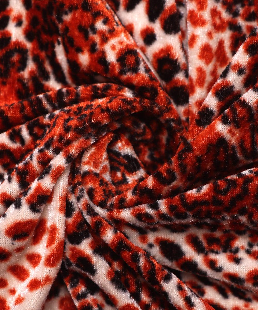 white and orange unique print velvet fabric b106 5419