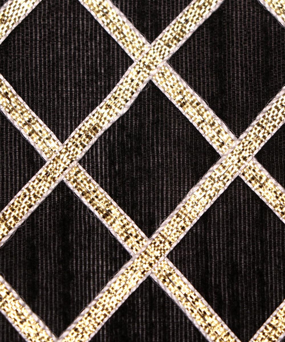 black checks pattern gotta raw silk fabric