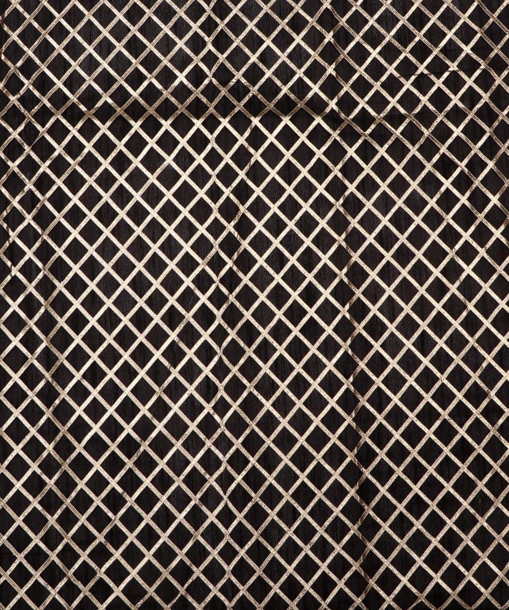 black checks pattern gotta raw silk fabric