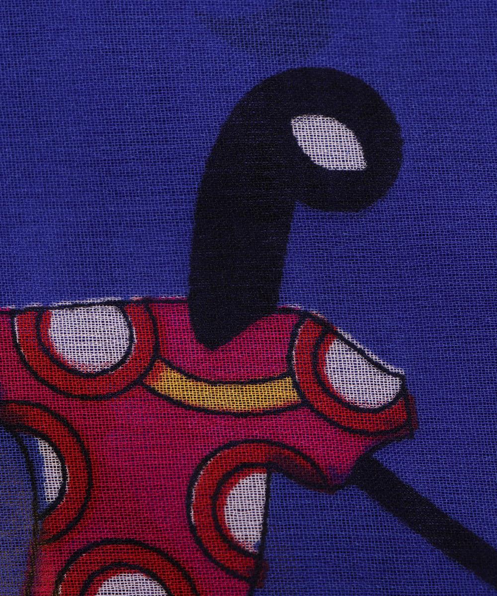 blue warli print georgette fabric