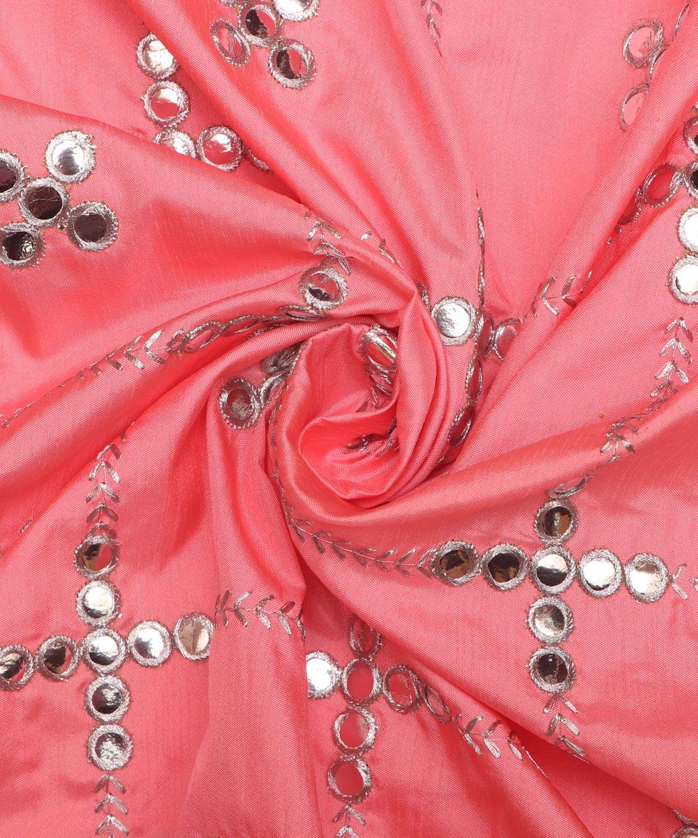 coral mirror embroidery uppada silk fabric rs121 5594