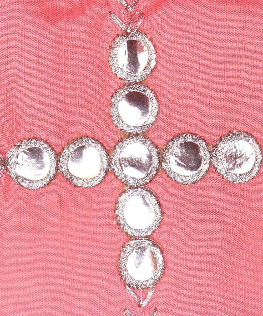 coral mirror embroidery uppada silk fabric rs121 5594