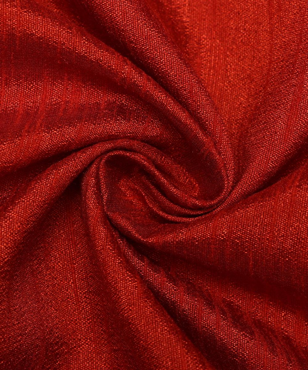 rust plain raw silk