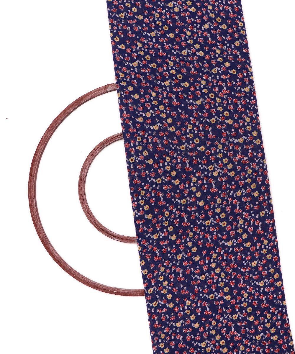 blue and red small floral print georgette fabric b103 4295