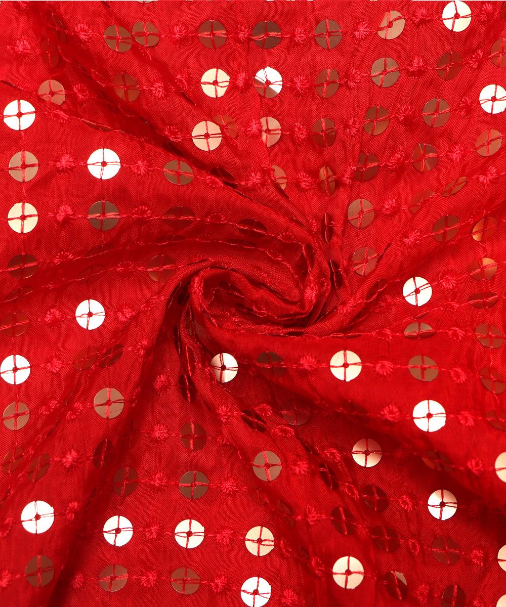 red sequin embroidery uppada silk fabric b121 4033