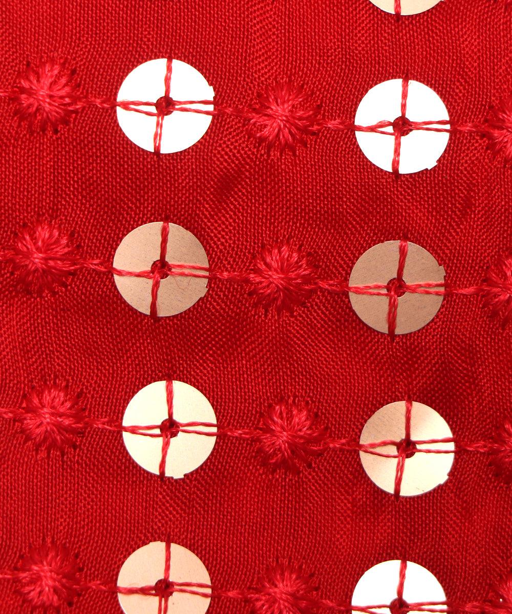 red sequin embroidery uppada silk fabric b121 4033