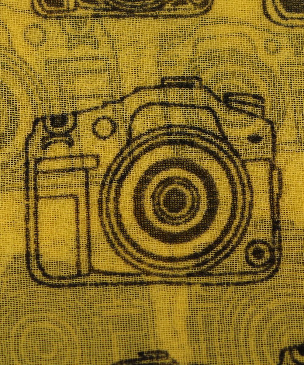 green camera print georgette fabric