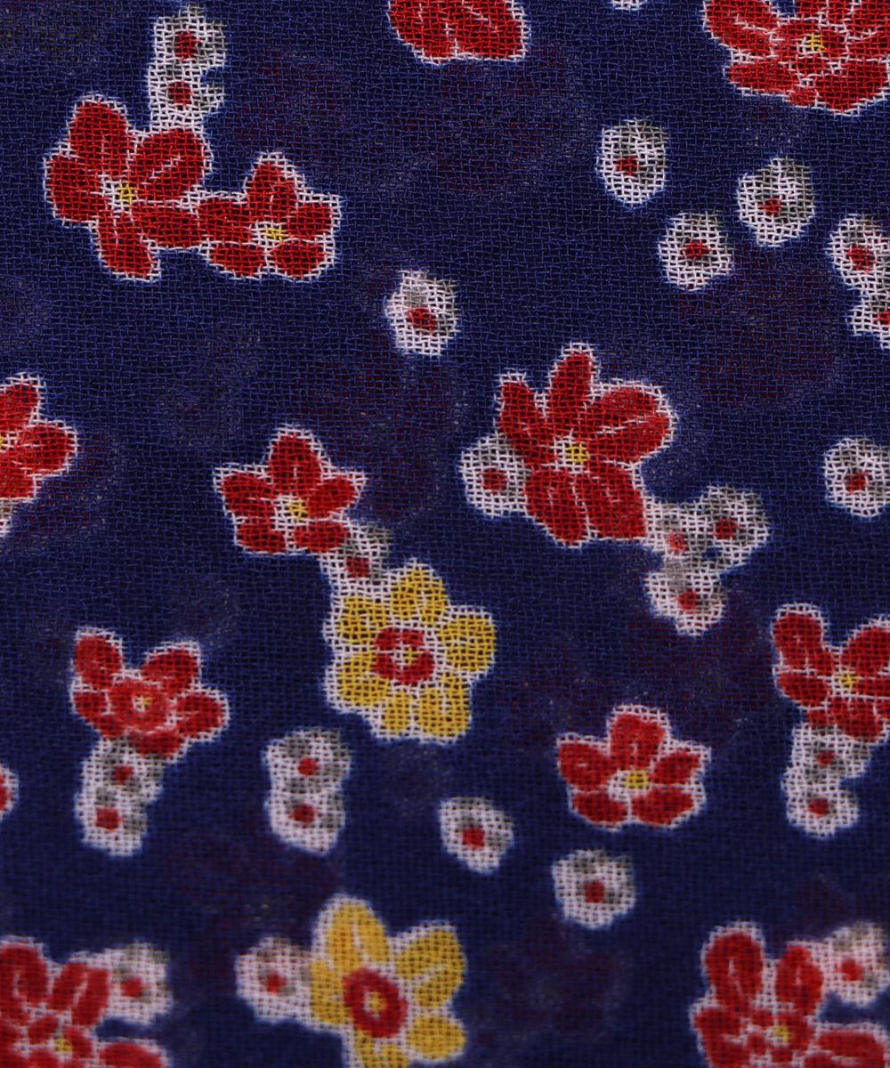 blue and red small floral print georgette fabric b103 4295