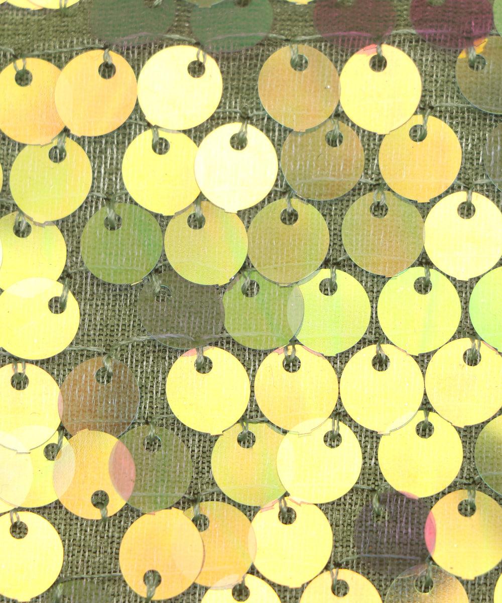 light green sequin net embroidery fabric