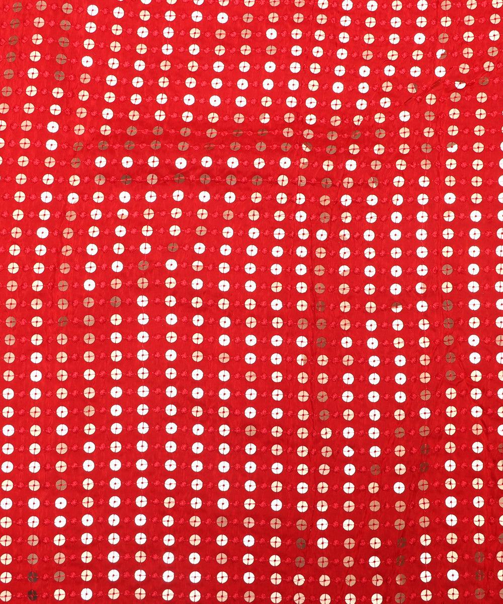 red sequin embroidery uppada silk fabric b121 4033