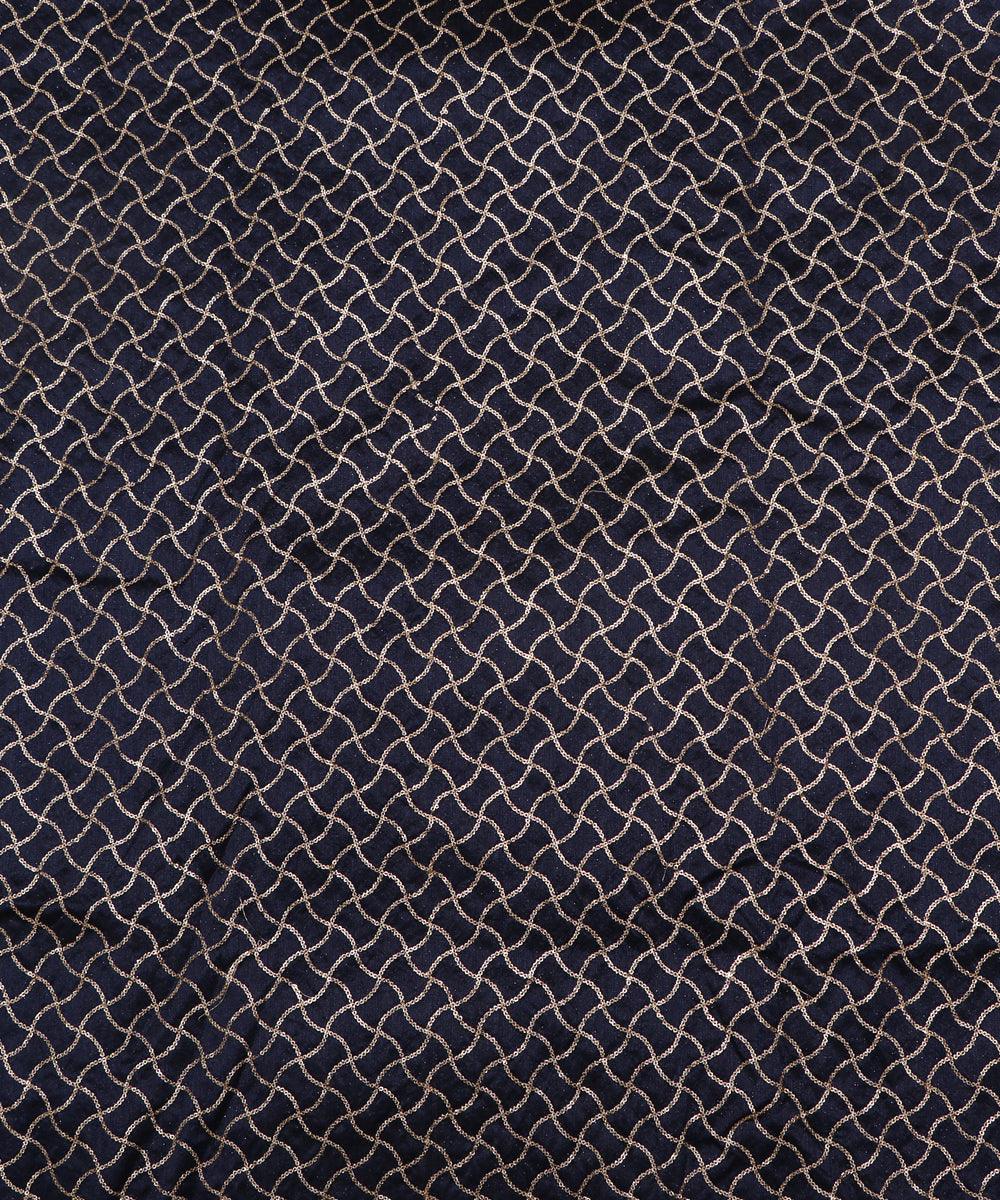 navy blue and golden sequin embroidery two tone malbari silk fabric np104 5256