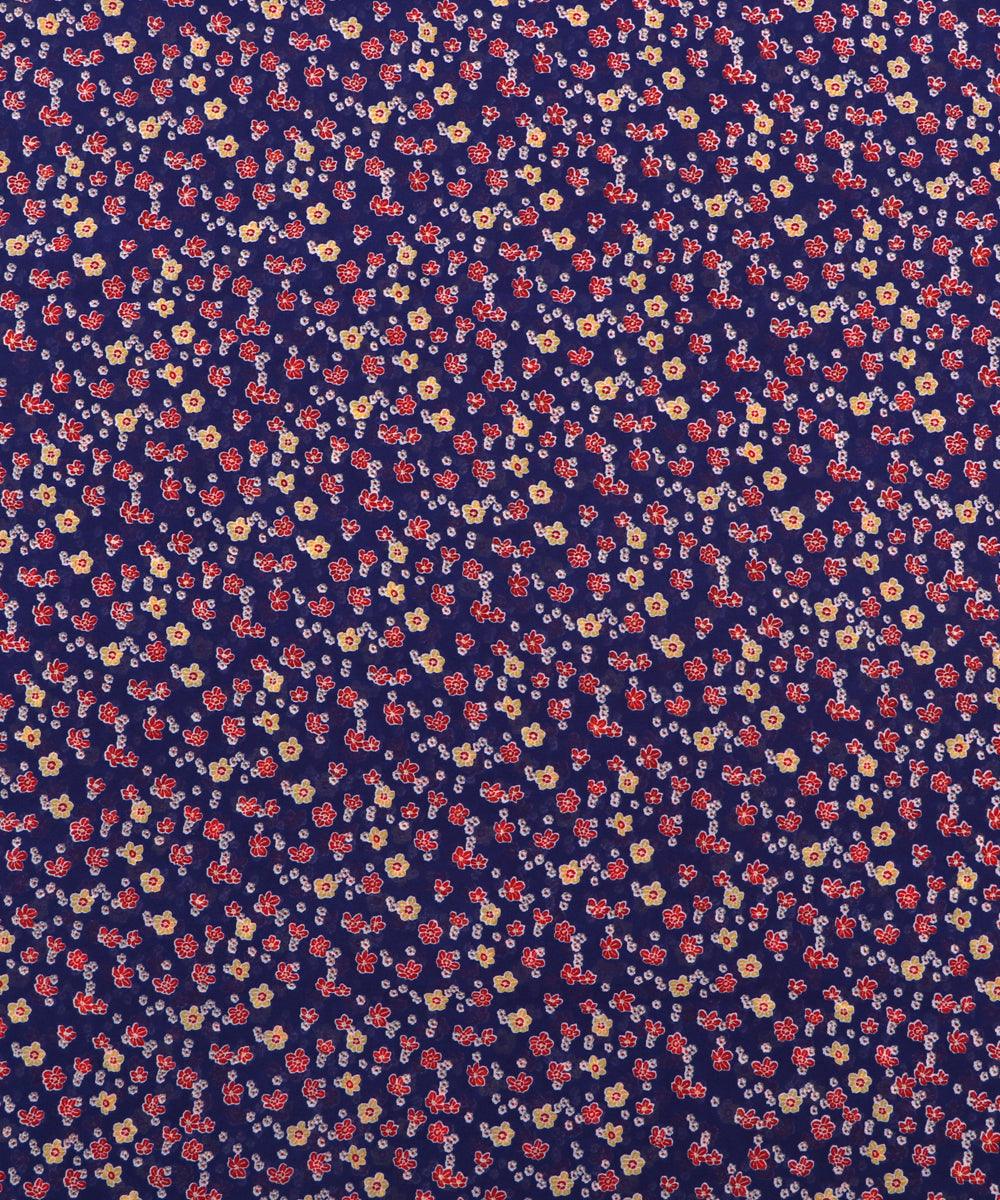 blue and red small floral print georgette fabric b103 4295