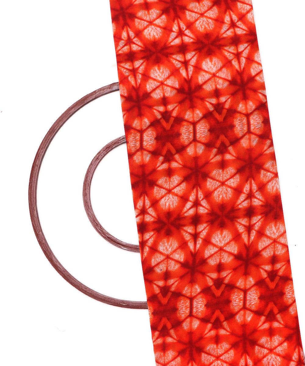 orange and white shibori print georgette fabric b103 4313