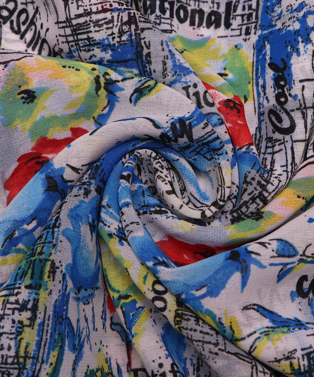 multi floral print georgette fabric